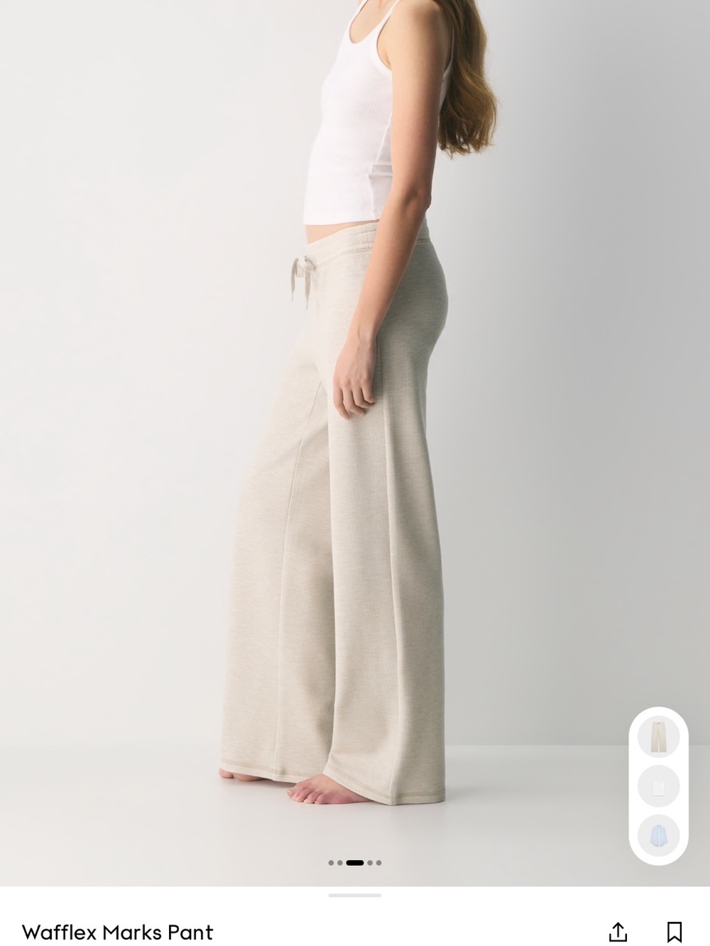 Aritzia TNA Wafflex Marks Pant Heather Ecru Wide Leg Lounge Pants L - Picture 7 of 11